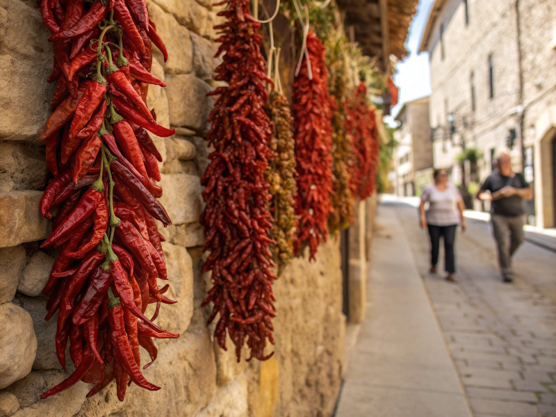 Peperoncino calabrese essiccato tradizionale appeso